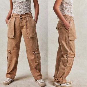 Free People Tan Wide Leg Jeans